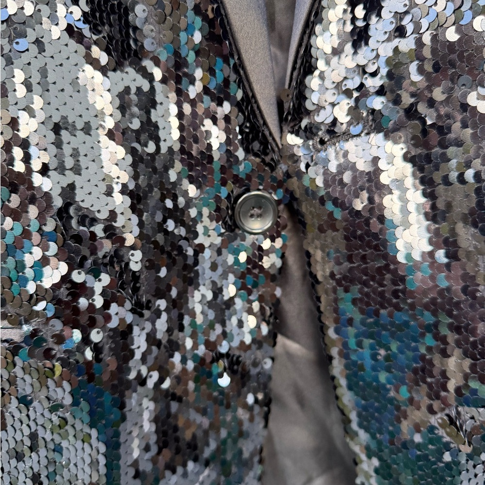 Amazon Essentials Shimmering Black Sequin Blazer - image 8